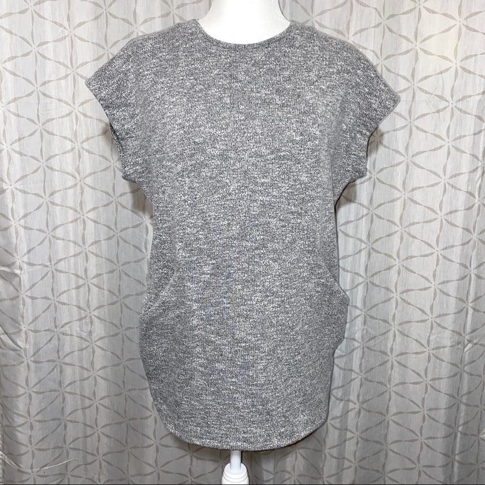 MANGO Gray Short Sleeve Tunic Top